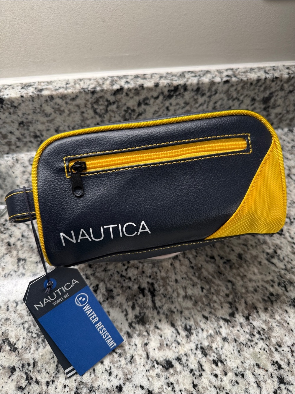 Nautica Navy and Yellow Zip Travel Pouch